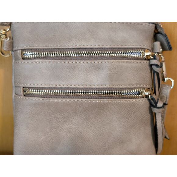 Beige Cross Body Faux Leather Compartment Purse - Picture 2 of 16